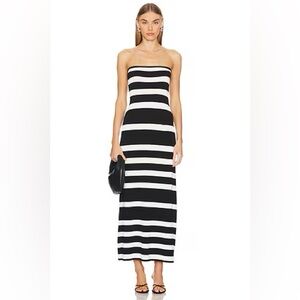Show Me Your Mumu Island Nights Tube Dress in Black White Stripe Knit